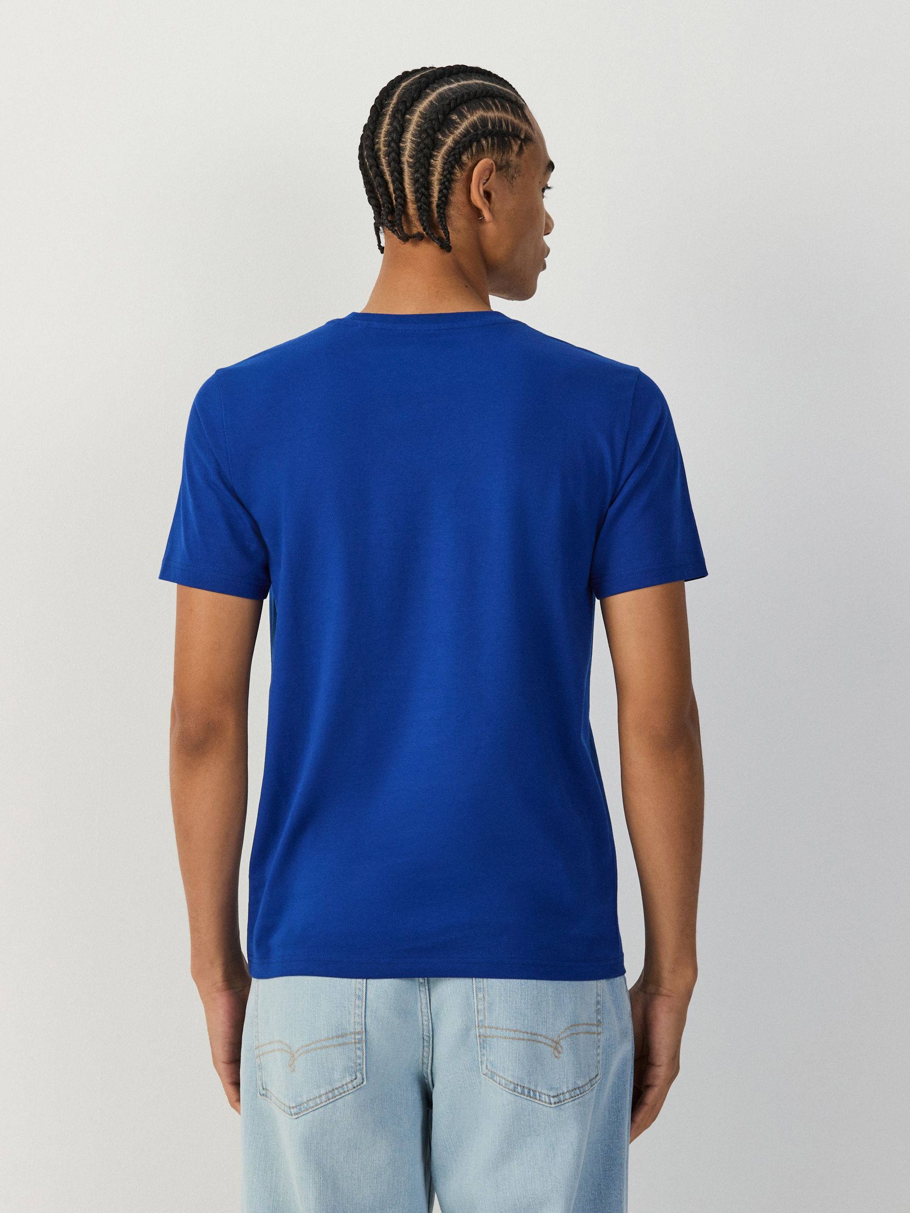 Buy Blue Cobalt Slim Fit Essential Crew Neck Cotton T-Shirt from