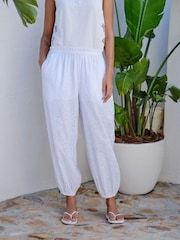 White Broderie Balloon Leg Trousers - Image 1 of 9