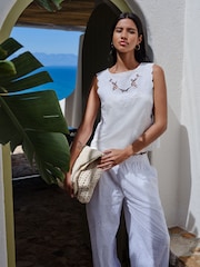 White Broderie Balloon Leg Trousers - Image 2 of 9