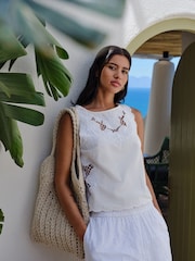 White Broderie Balloon Leg Trousers - Image 3 of 9