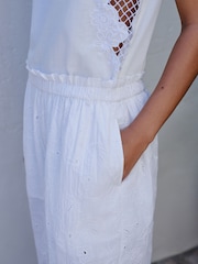 White Broderie Balloon Leg Trousers - Image 6 of 9