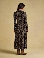 Joules Anya Brown Spot Jersey Ruched Dress - Image 2 of 7