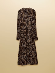 Joules Anya Brown Spot Jersey Ruched Dress - Image 7 of 7