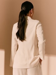Ecru Satin Wrap Blazer - Image 5 of 9