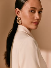Ecru Satin Wrap Blazer - Image 6 of 9