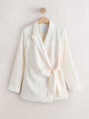 Ecru Satin Wrap Blazer - Image 7 of 9