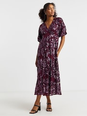 Joanna Hope Purple Floral Sequin Maxi Tea Dress - Image 1 of 4