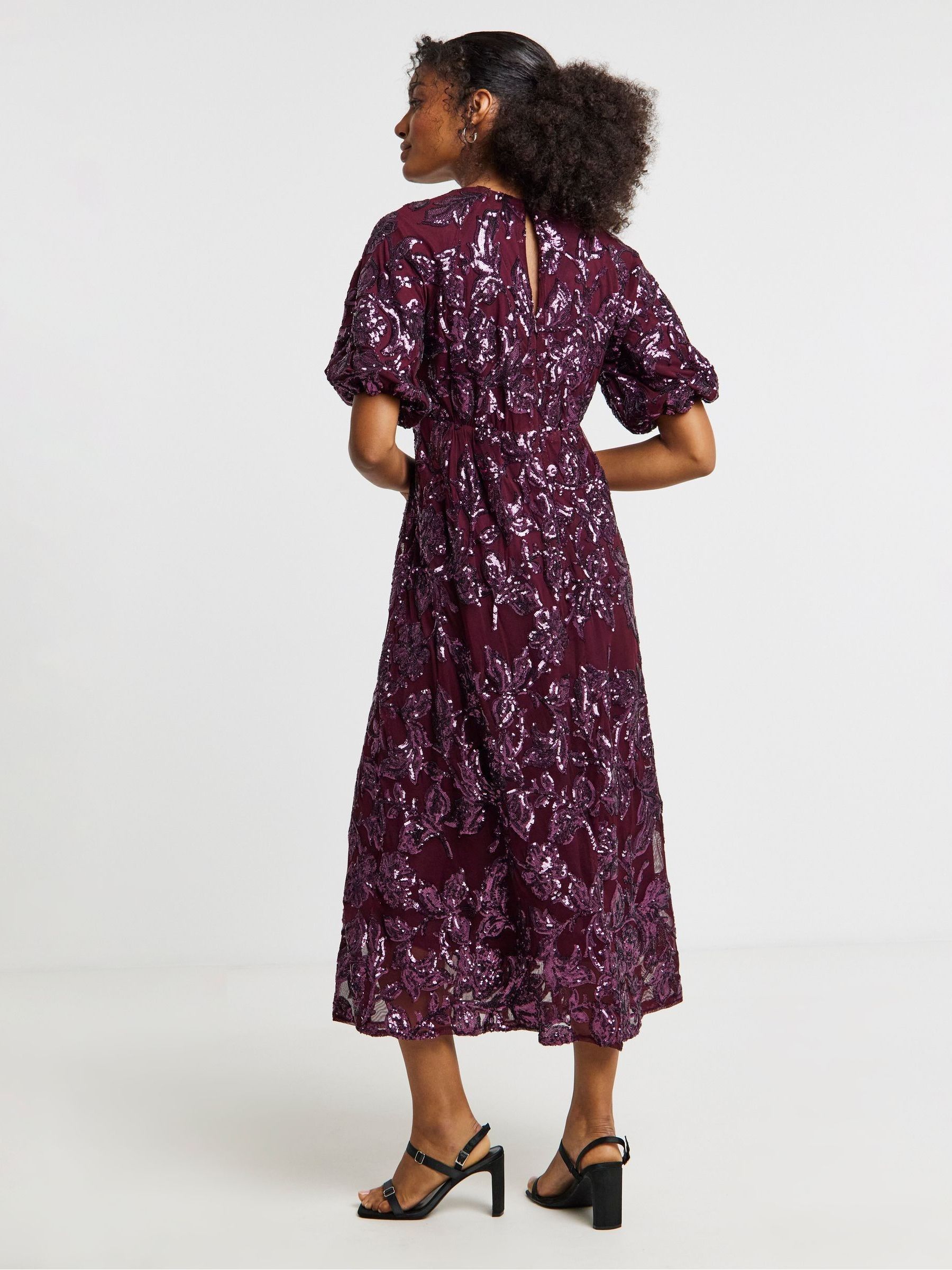 Buy Joanna Hope Purple Floral Sequin Maxi Tea Dress from Next USA