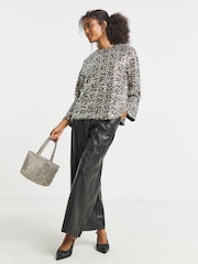 Joanna Hope Long Sleeve Beaded Black Blouse - Image 4 of 4