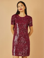 Yumi Red Sequin Stretch Tunic Dress - Image 1 of 4