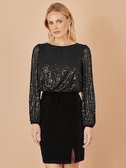 Yumi Sequin And Velvet Mini Dress - Imagen 1 de 4
