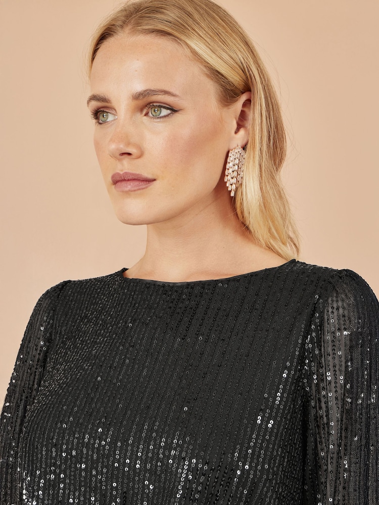 Yumi Black Sequin And Velvet Mini Dress - Image 4 of 4 Yumi Black Sequin And Velvet Mini Dress - Image 4 of 4