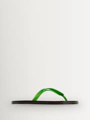Ancient Greek Sandals Green Saionara Jelly Leather Sole Flip Flops - Image 1 of 4