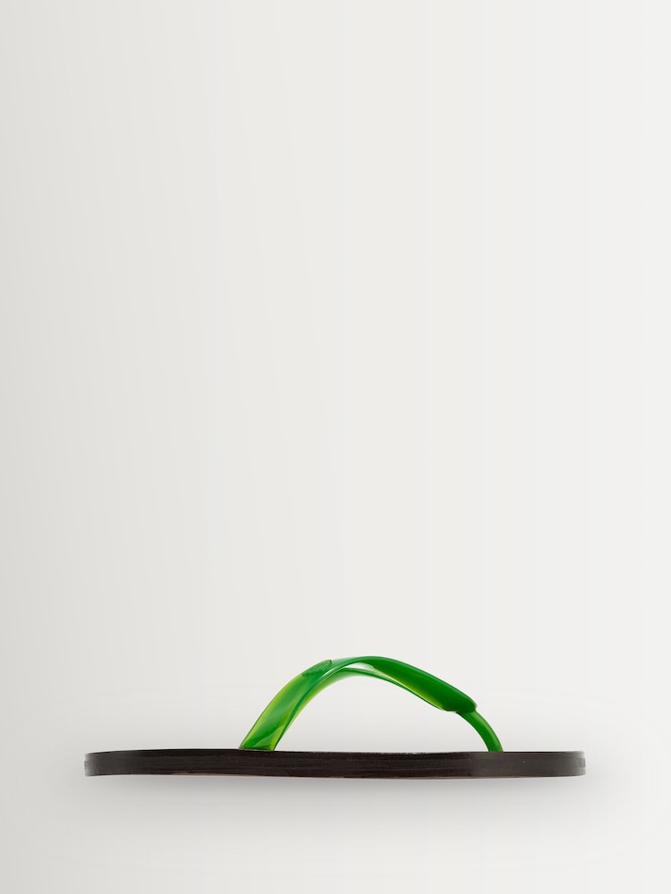 Ancient Greek Sandals Green Saionara Jelly Leather Sole Flip Flops - Image 1 of 4