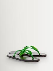Ancient Greek Sandals Green Saionara Jelly Leather Sole Flip Flops - Image 2 of 4
