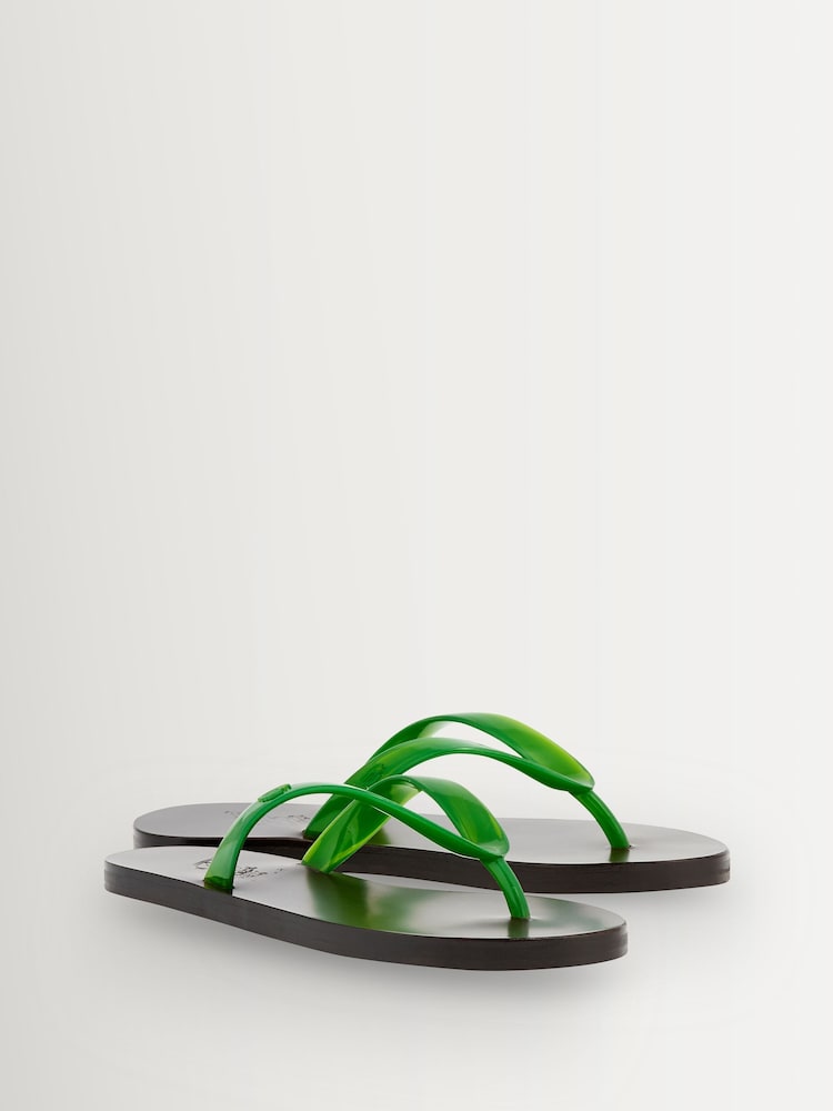 Ancient Greek Sandals Green Saionara Jelly Leather Sole Flip Flops - Image 2 of 4
