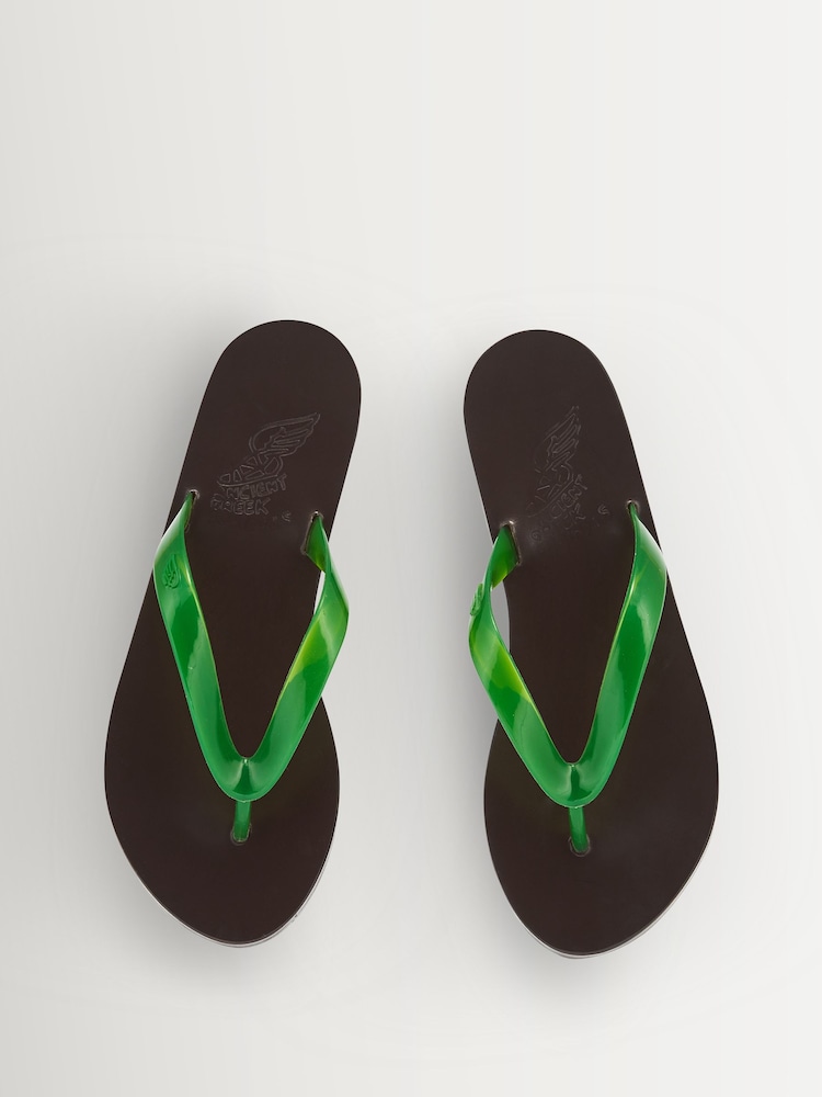 Ancient Greek Sandals Green Saionara Jelly Leather Sole Flip Flops - Image 4 of 4