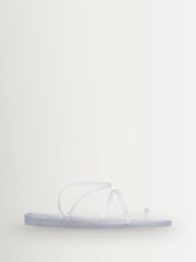 Ancient Greek Sandals Silver Eleftheria Clear Glitter Jelly Sandals - Image 1 of 4