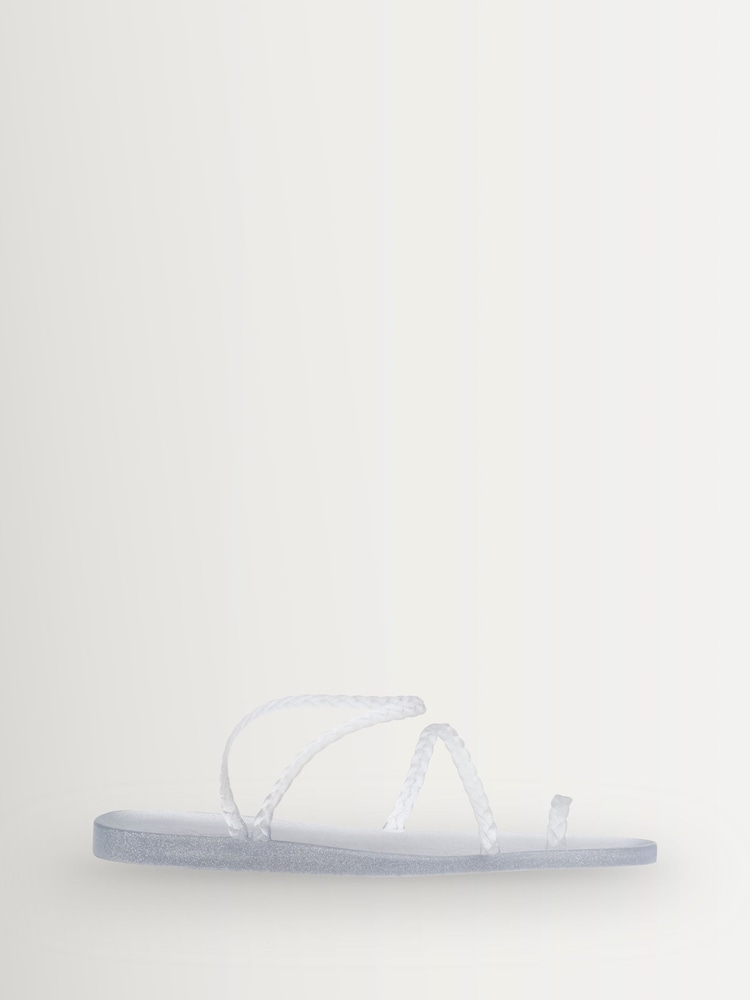 Ancient Greek Sandals Silver Eleftheria Clear Glitter Jelly Sandals - Image 1 of 4