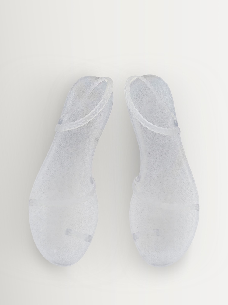 Ancient Greek Sandals Silver Eleftheria Clear Glitter Jelly Sandals - Image 2 of 4