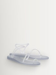 Ancient Greek Sandals Silver Eleftheria Clear Glitter Jelly Sandals - Image 4 of 4