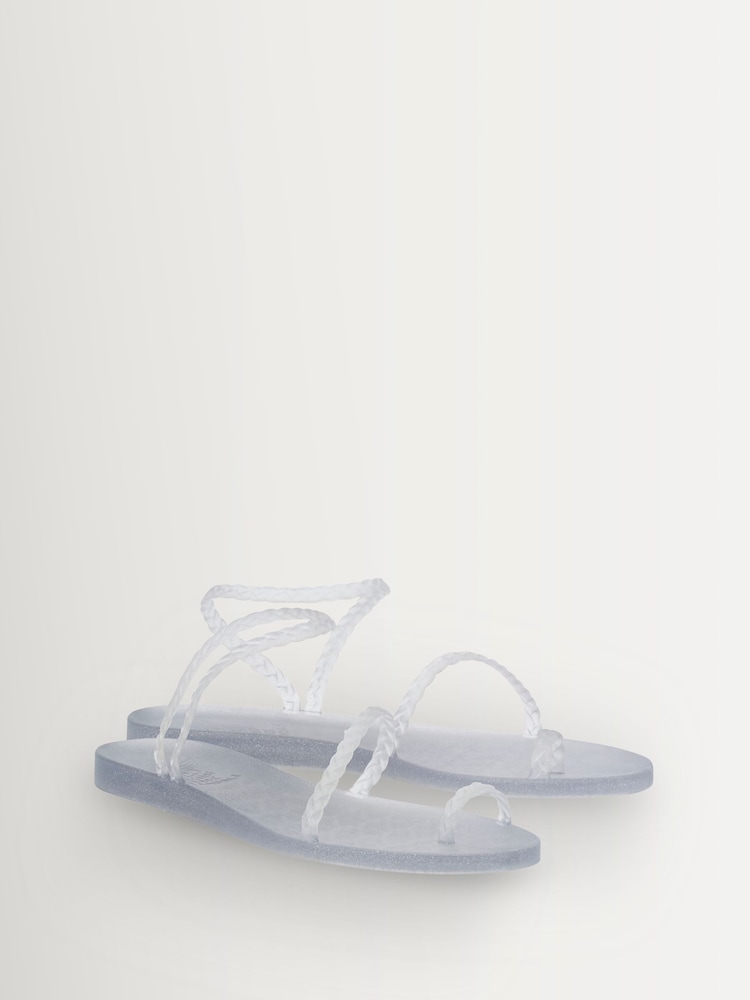 Ancient Greek Sandals Silver Eleftheria Clear Glitter Jelly Sandals - Image 4 of 4