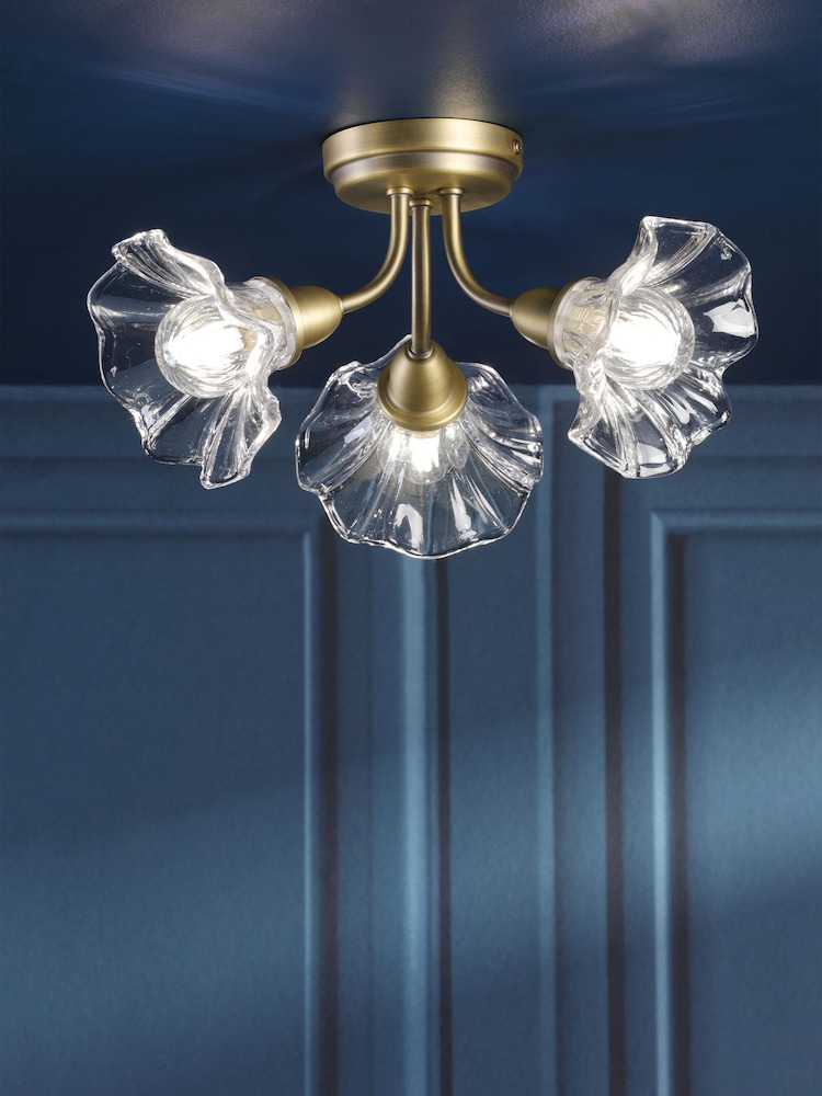 Laura Ashley Brass Kerswell Semi Flush 3 Light Ceiling Light - Image 1 of 6 Laura Ashley Brass Kerswell Semi Flush 3 Light Ceiling Light - Image 1 of 6