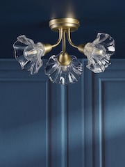 Laura Ashley Brass Kerswell Semi Flush 3 Light Ceiling Light - Image 2 of 6