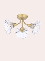 Laura Ashley Brass Kerswell Semi Flush 3 Light Ceiling Light - Image 3 of 6