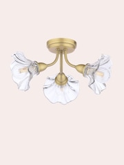 Laura Ashley Brass Kerswell Semi Flush 3 Light Ceiling Light - Image 4 of 6