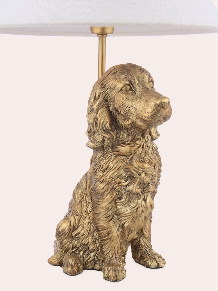 Laura Ashley Antique Brass Cocker Spaniel Dog Table Lamp - Image 7 of 7