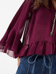 Accessorize Red Ruffle Chiffon Blouse - Image 3 of 4