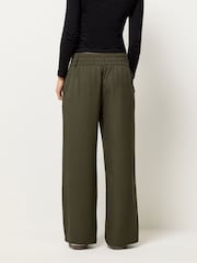 PixieGirl Petite Green 3 Button Tab Wide Leg Trousers - Image 3 of 5