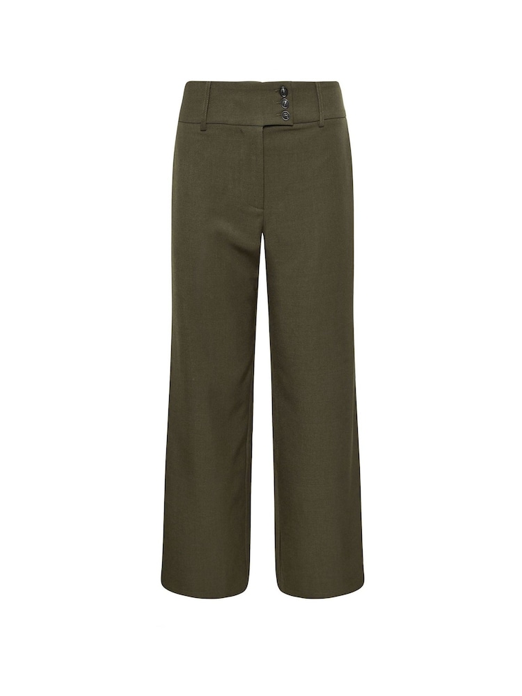 PixieGirl Petite Green 3 Button Tab Wide Leg Trousers - Image 5 of 5 PixieGirl Petite Green 3 Button Tab Wide Leg Trousers - Image 5 of 5