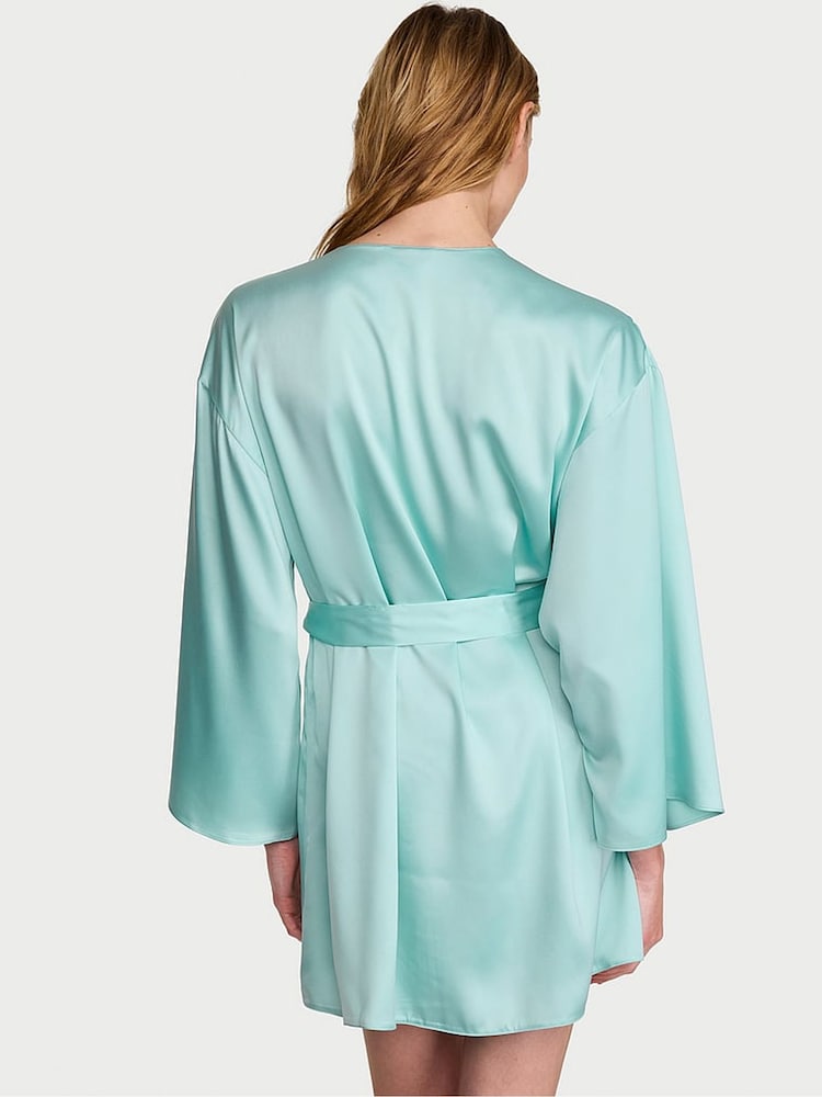 Victoria's Secret Canal Blue Satin Short Robe - Image 2 of 2