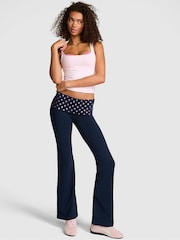 Victoria's Secret PINK Noir Navy Blue Hearts Foldover Leggings - Image 1 of 2