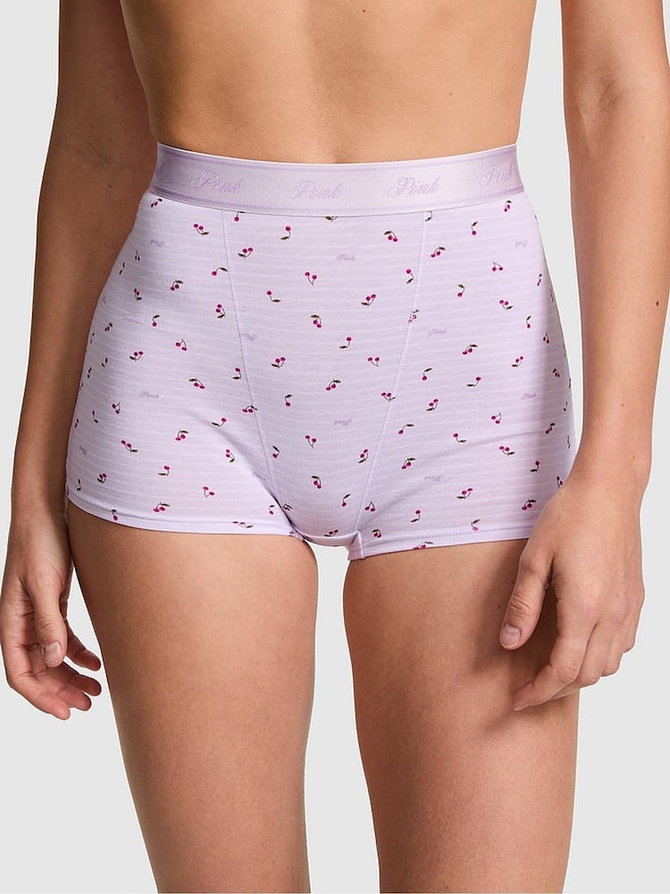 Victoria's Secret PINK Purple Whisper Cherry Print High Waist Cotton Logo Knickers - Image 1 of 2 Victoria's Secret PINK Purple Whisper Cherry Print High Waist Cotton Logo Knickers - Image 1 of 2