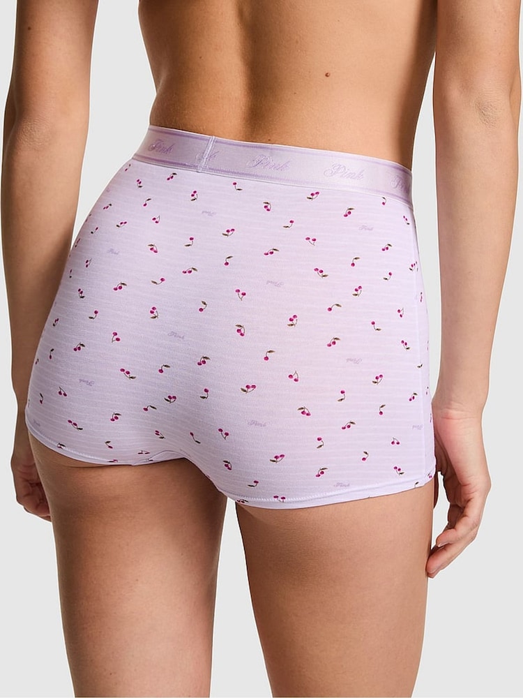 Victoria's Secret PINK Purple Whisper Cherry Print High Waist Cotton Logo Knickers - Image 2 of 2 Victoria's Secret PINK Purple Whisper Cherry Print High Waist Cotton Logo Knickers - Image 2 of 2