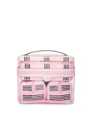 Victoria's Secret Pink and Black Stripe 4 Piece Makeup Bag - Image 1 of 3
