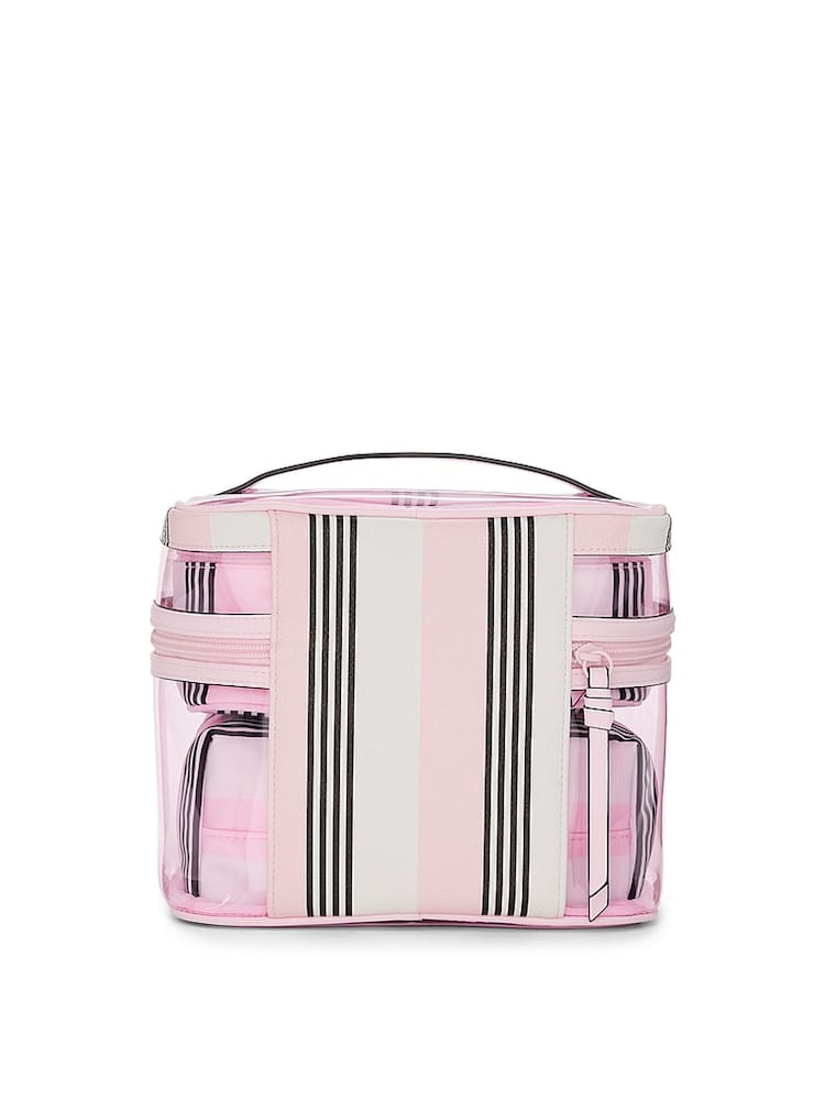 Victoria's Secret Pink and Black Stripe 4 Piece Makeup Bag - Image 2 of 3