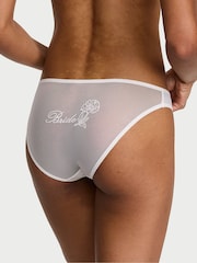 Victoria's Secret Coconut White Bikini Satin & Mesh Bride Knickers - Image 1 of 3
