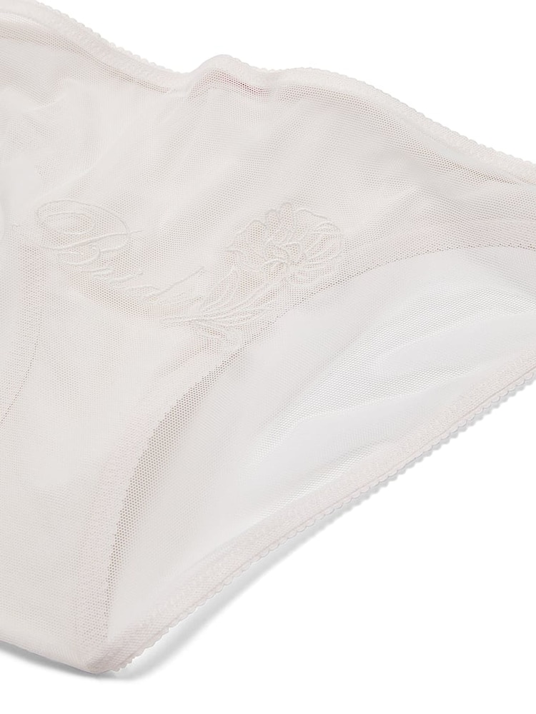 Victoria's Secret Coconut White Bikini Satin & Mesh Bride Knickers - Image 3 of 3