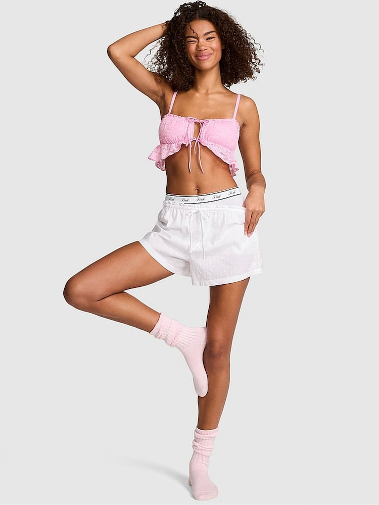 Victoria's Secret Pink White Short Cotton Pyjama Bottoms - Image 1 of 2