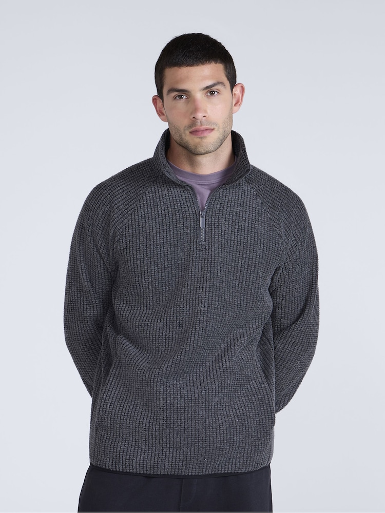 Animal Grey Textured Half-Zip Fleece - Image 1 of 4