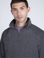 Animal Grey Textured Half-Zip Fleece - Image 3 of 4