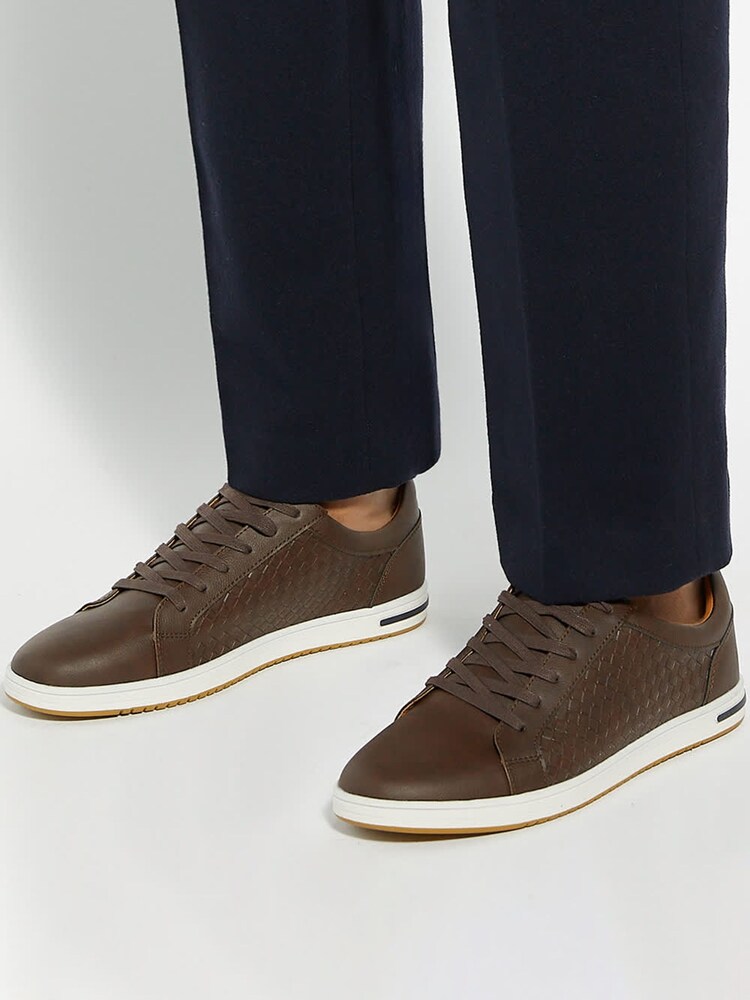 Dune London Brown Tezzy Weave Wf Trainers - Image 1 of 6