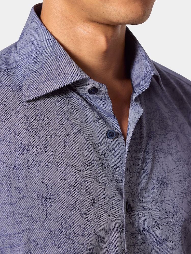 Hawes & Curtis Blue Semi Plain Jacquard Curtis Shirt - Slika 4 iz 4 Hawes & Curtis Blue Semi Plain Jacquard Curtis Shirt - Slika 4 iz 4