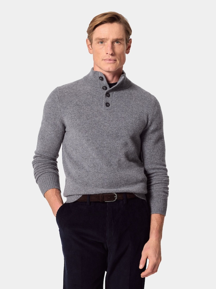 Hawes & Curtis Green Button Neck Jumper - Image 1 of 2 Hawes & Curtis Green Button Neck Jumper - Image 1 of 2