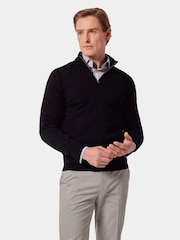 Hawes & Curtis Merino 1/2 Zip Black Jumper - Image 1 of 4
