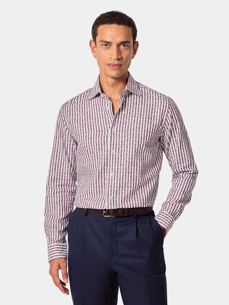 Hawes & Curtis Red Jacquard Stripe Shirt - Slika 1 iz 5 Hawes & Curtis Red Jacquard Stripe Shirt - Slika 1 iz 5